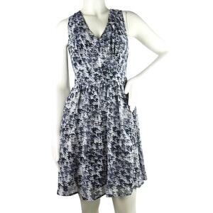Lavender Brown V-Neck Backless A-Line Mini Dress S Black Gray Print